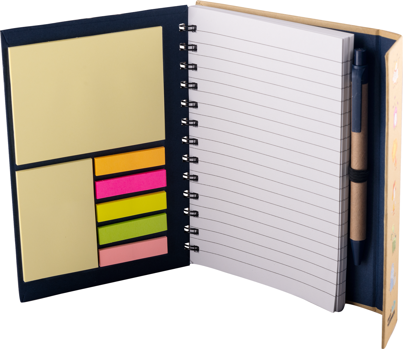 Caderno de argolas com post-its